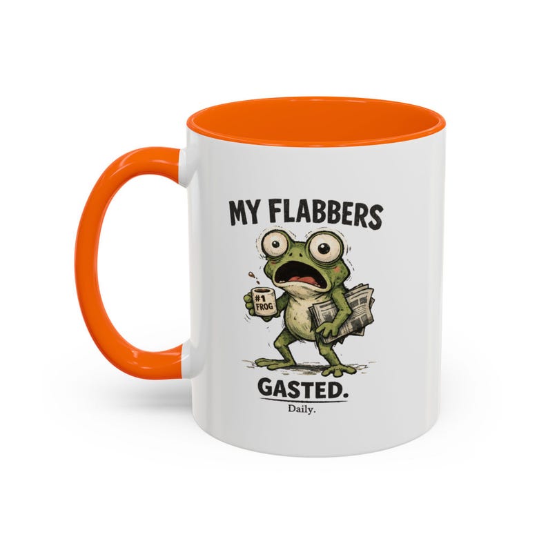 Lustiger Froschbecher „Meine Kalorien sind aufgebraucht“ | Ausgefallener Kaffeebecher | Geschenk für Fans von ungewöhnlichen Froschmotiven | Becher mit Humor für Neurodiverse | Geschenk für Kollegen Orange