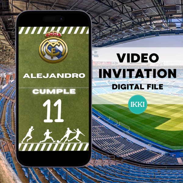 Real Madrid digital invitation, football, birthday, celebration soccer