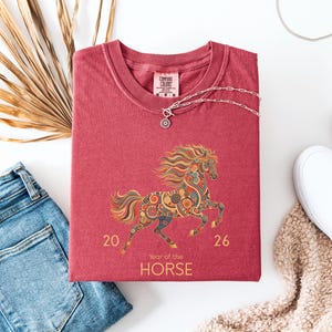 A Comfort Color 2026 Year Of The Horse Shirt, perfect as a lunar new year shirt or a Chinese New Year celebration gift.