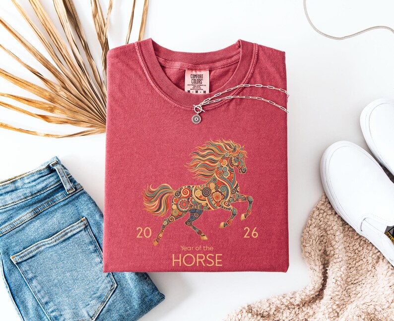 A Comfort Color 2026 Year Of The Horse Shirt, perfect as a lunar new year shirt or a Chinese New Year celebration gift.