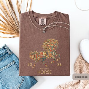 A Comfort Color 2026 Year Of The Horse Shirt, perfect as a lunar new year shirt or a Chinese New Year celebration gift.
