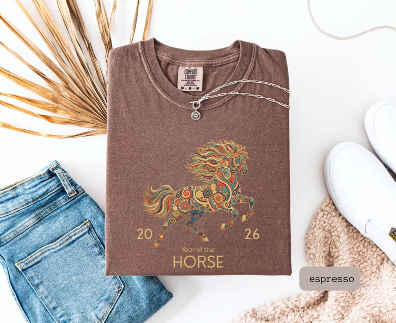 A Comfort Color 2026 Year Of The Horse Shirt, perfect as a lunar new year shirt or a Chinese New Year celebration gift.