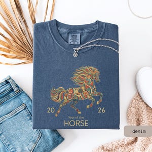 A Comfort Color 2026 Year Of The Horse Shirt, perfect as a lunar new year shirt or a Chinese New Year celebration gift.