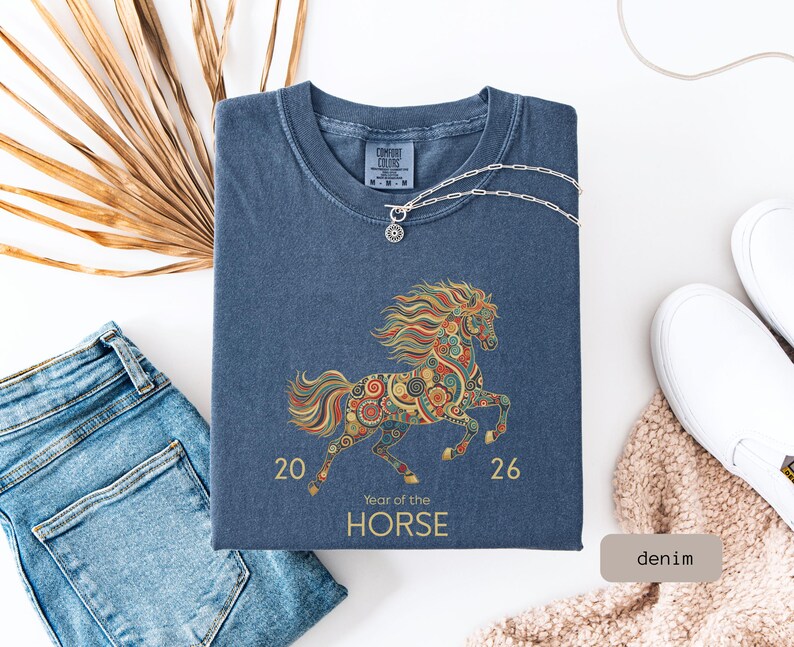 A Comfort Color 2026 Year Of The Horse Shirt, perfect as a lunar new year shirt or a Chinese New Year celebration gift.