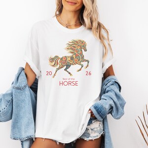 A Comfort Color 2026 Year Of The Horse Shirt, perfect as a lunar new year shirt or a Chinese New Year celebration gift.