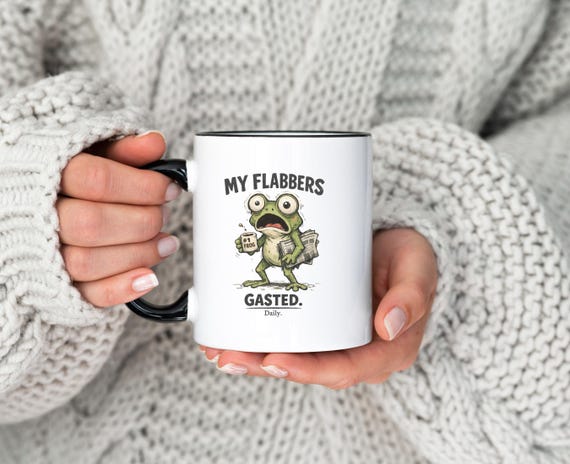 Funny Frog Mug My Flabbers Gasted | Quirky Coffee Cup | Weirdcore Frog Gift | Neurodivergent Humor Mug | Coworker Gift