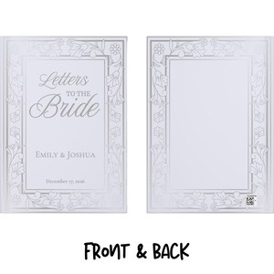 Personalized Letters to the Bride book featuring an elegant custom bride journal design with sophisticated typography. This beautiful bridal shower guest book serves as a sentimental bridal shower book, a precious wedding journal, and a unique bride's notebook.