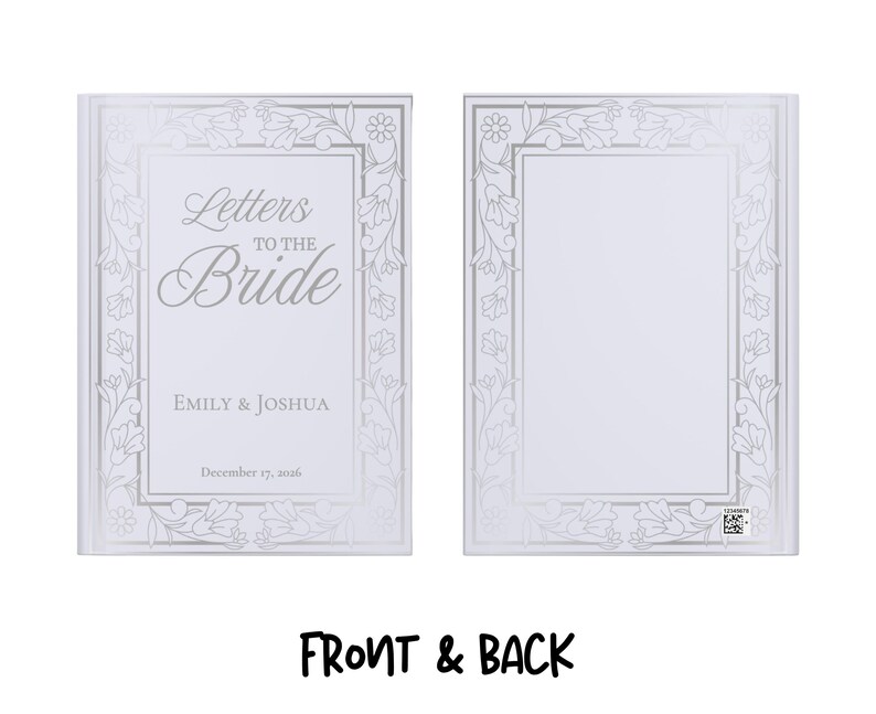 Personalized Letters to the Bride book featuring an elegant custom bride journal design with sophisticated typography. This beautiful bridal shower guest book serves as a sentimental bridal shower book, a precious wedding journal, and a unique bride's notebook.
