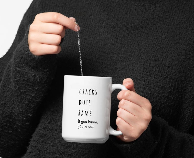 Funny Mahjong coffee mug with text “Cracks Dots Bams if you know you know,” American Mahjong gift for Mahjong players