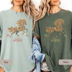 A Comfort Color 2026 Year Of The Horse Shirt, perfect as a lunar new year shirt or a Chinese New Year celebration gift.