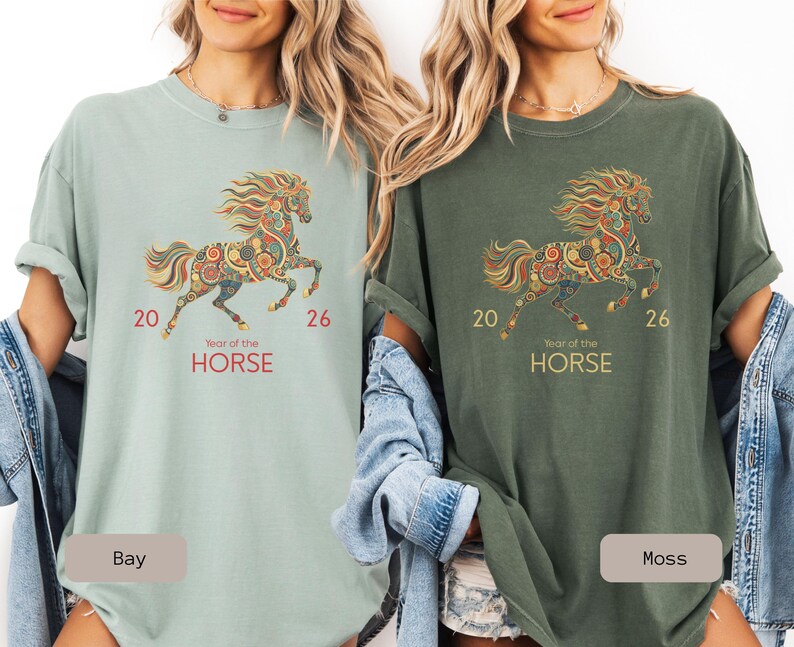 A Comfort Color 2026 Year Of The Horse Shirt, perfect as a lunar new year shirt or a Chinese New Year celebration gift.