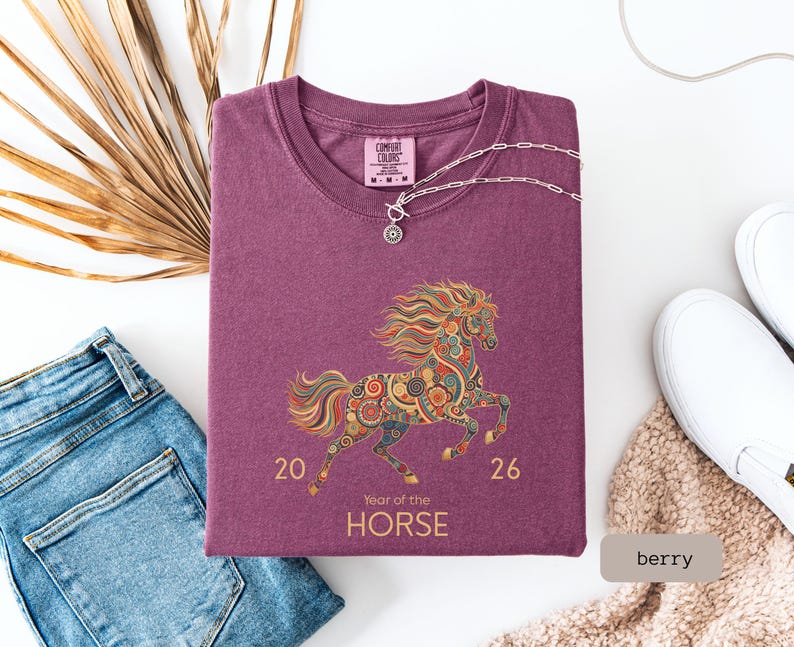 A Comfort Color 2026 Year Of The Horse Shirt, perfect as a lunar new year shirt or a Chinese New Year celebration gift.