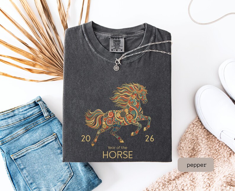 A Comfort Color 2026 Year Of The Horse Shirt, perfect as a lunar new year shirt or a Chinese New Year celebration gift.