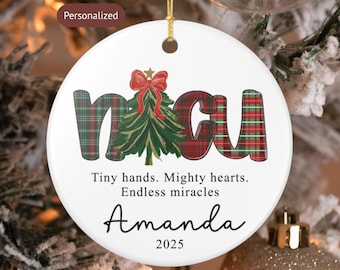 Gepersonaliseerd kerstornament voor NICU-verpleegkundigen, ornament voor neonatale IC-verpleegkundigen, cadeau voor babyverpleegkundigen, cadeau voor afstuderende verpleegkundestudenten, aandenken voor de feestdagen