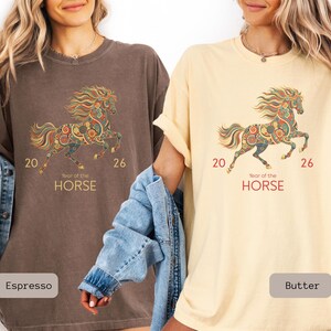 A Comfort Color 2026 Year Of The Horse Shirt, perfect as a lunar new year shirt or a Chinese New Year celebration gift.