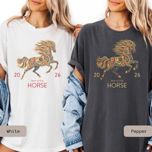 A Comfort Color 2026 Year Of The Horse Shirt, perfect as a lunar new year shirt or a Chinese New Year celebration gift.