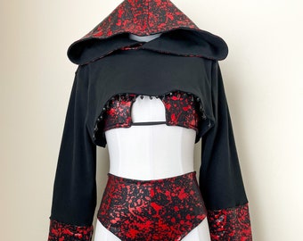 Blood splatter rave top and rave bottom /  festival outfit / rave outfit / costume