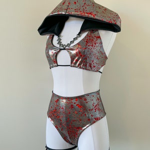 Metallic Blood Splatter Rave Top and Rave Bottom / Festival Outfit ...
