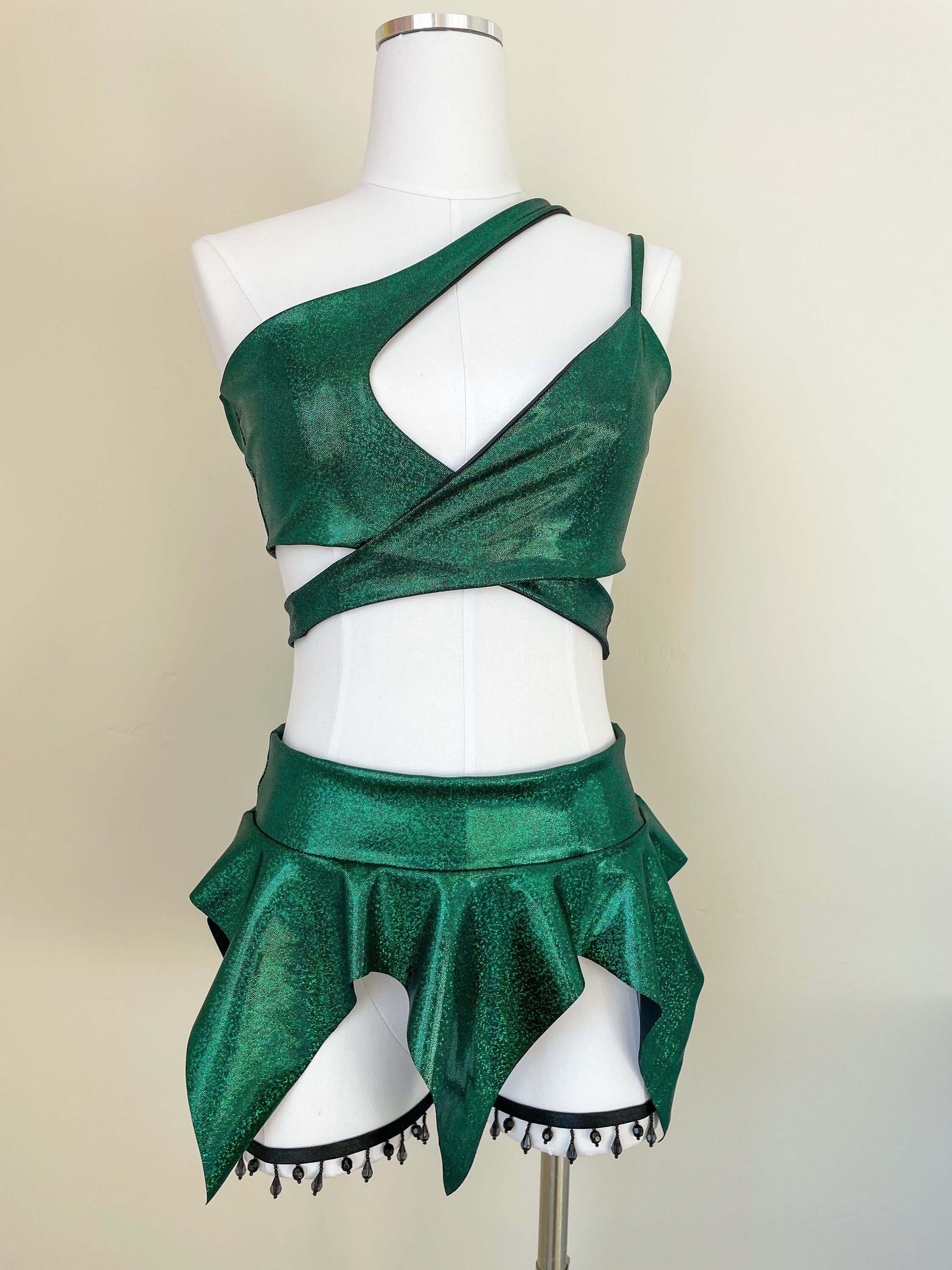 green rave dress Emerald Green Rave Skirt - Festival Skater Mesh