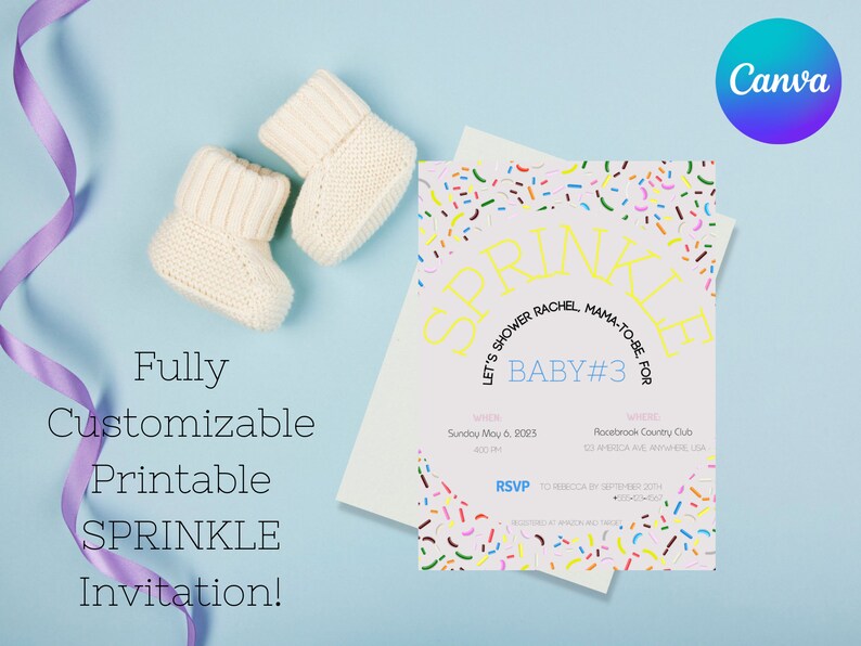 Editable SPRINKLE Baby Shower Invitation, Printable Sprinkle Invitation ...