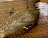 Large Wooden Duck Decoy Signed TRAVIS TYLER - Hand Carved Painted Folk Art