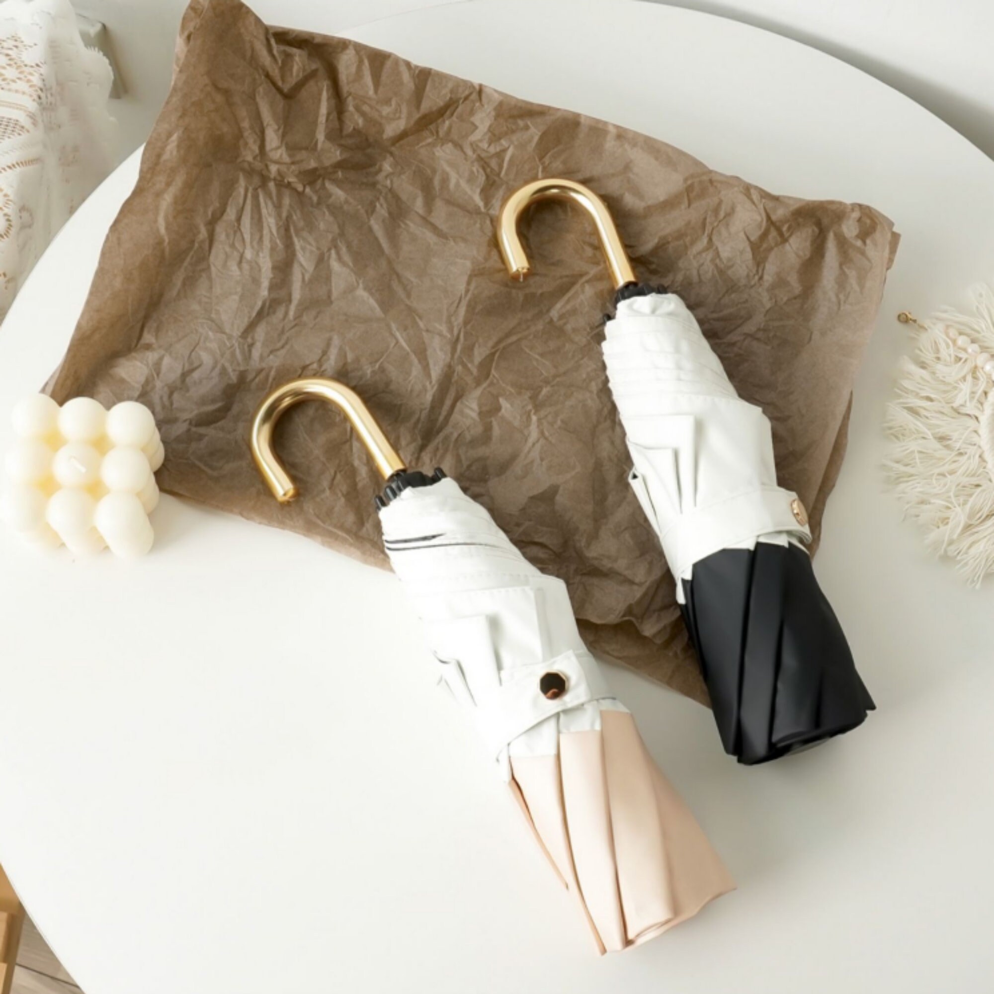 Golden Hook Handle Umbrella Ins Folding Umbrella Elegant Etsy