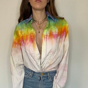 Rainbow half tie dye tuxedo shirt (Bill Blass)