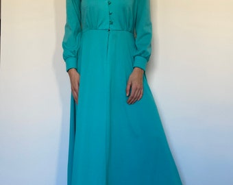 1970s turquoise maxi dress