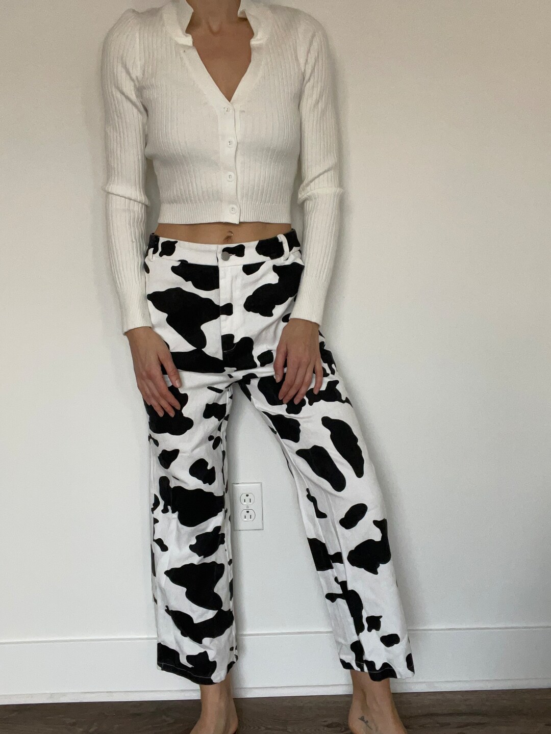 Vintage Cow Print Jeans Etsy