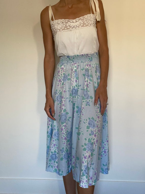 Vintage baby blue floral skirt