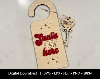 Santa Stop Here Sign SVG | Christmas Laser Cut File (Digital Download)