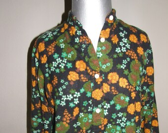 Vintage overhemd met bloemenprint, jaren 70.