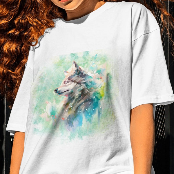 Wolf Shirt, Watercolor Wolf Comfort colors T-Shirt, Therian Gift, Spirit Animal Tshirt gift for her, Spirit Animal GIft for teenage daughter