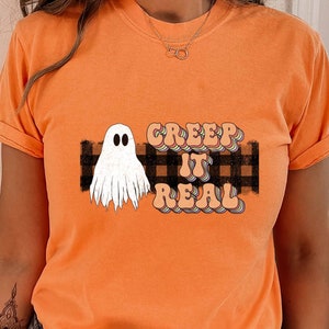 Ghost T-shirt, creep it real Comfort Colors Shirt,  Funny Halloween Shirt,retro Halloween T-Shirt, teenage Girl tee,Spirit week Teacher gift