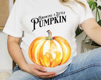 Growing a little Pumpkin Shirt,  Fall Pregnancy Announcement tshirt, Pregnancy Reveal Gift, Halloween Maternity tee, Cute Baby Shower gift