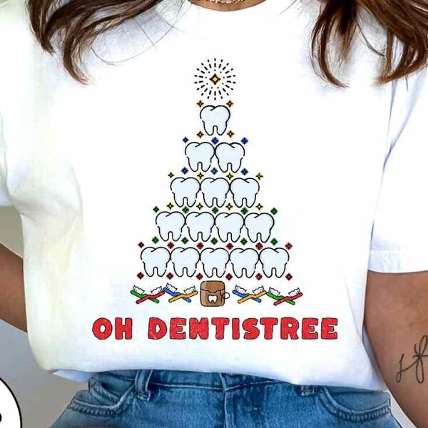 Oh Dentistree Comfort Colors T-Shirt, Zahnarzt-Weihnachtsshirt, Hygeinist-T-Shirt für Büroparty, Weihnachts-Zahnarzt-Studentengeschenk, Dental-Crew