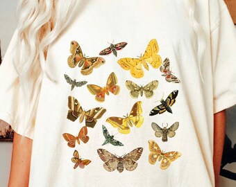 Moths Comfort colors T-Shirt, Moth Shirt, Cottagecore Tee, Oversized Shirt, BoHo t-shirt, goblin core tee, dark academia gift for teen girl