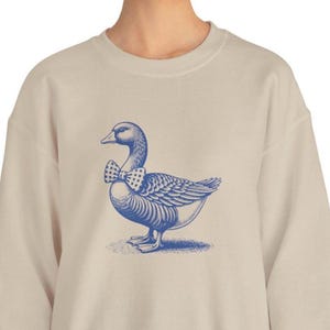 Vintage 80s Goose Shirt Blue Gingham Bow Funny Blue Ribbon Goose Tee, Retro Goose Graphic Shirt, Cute Farm Animal Cottagecore Gift