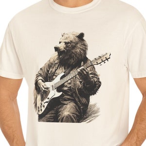 Bear Playing Guitar Shirt, grizzly bear electric guitar Comfort Colors tee Guitar Lover gift, music Apparel for Him, Gift for Musician