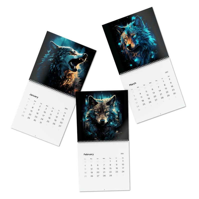 Wolf Wall Calendar 2024, Wolves Calendar, Gift for Therian Etsy