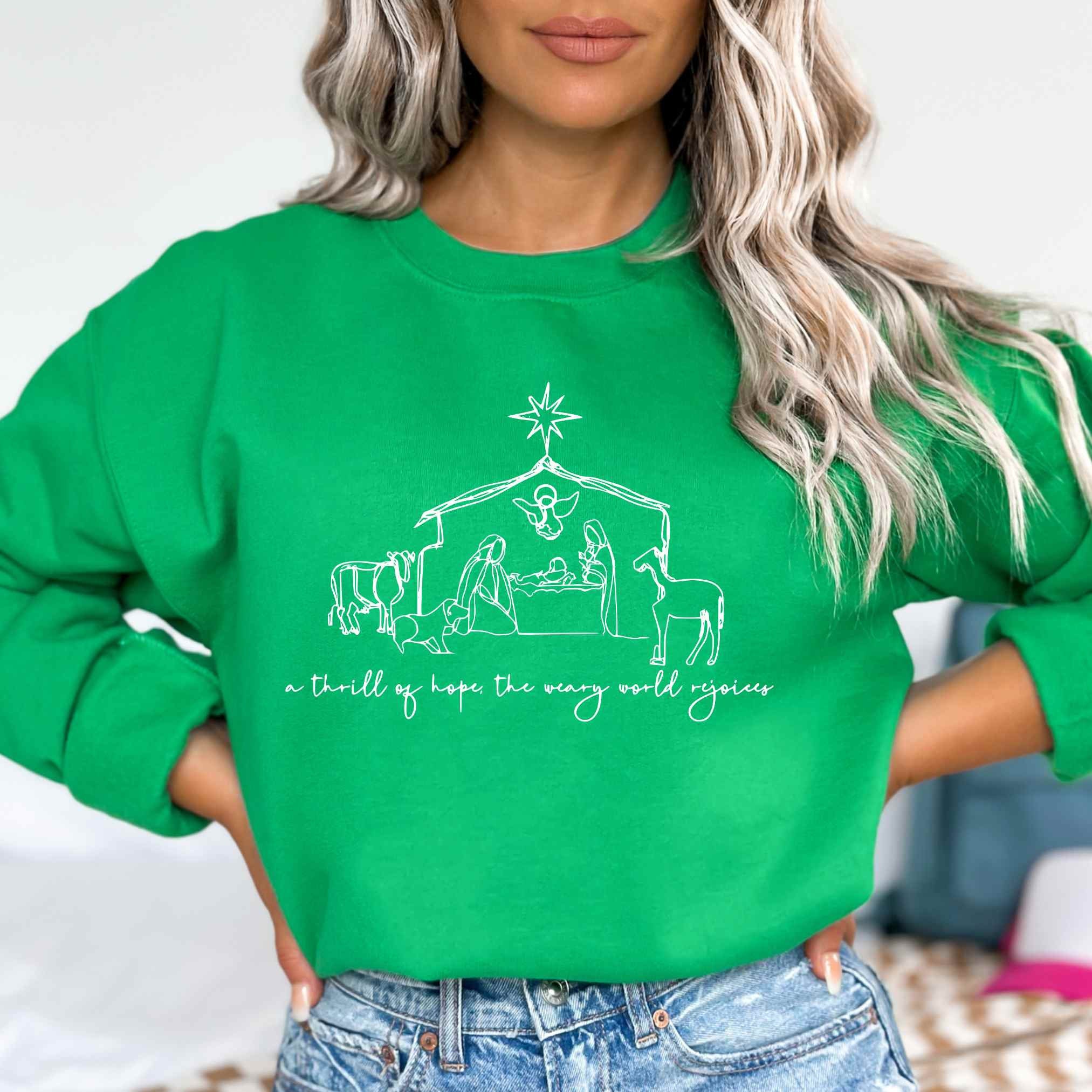 A Thrill of Hope the Weary World Rejoices Crewneck, Christian