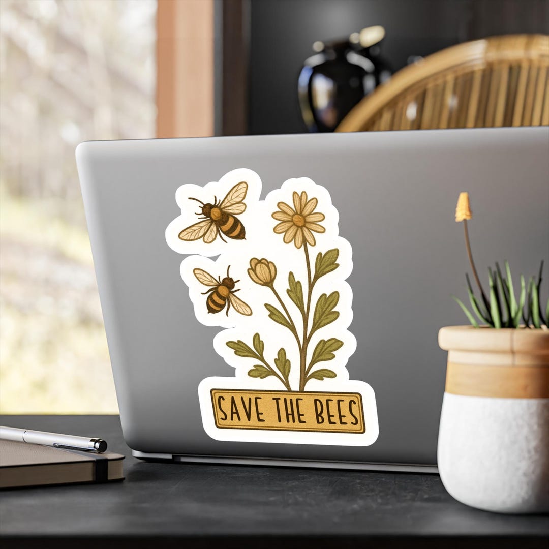 Save the Bees Sticker Honeybee Decal Laptop Stickers, Car Decal, Floral ...