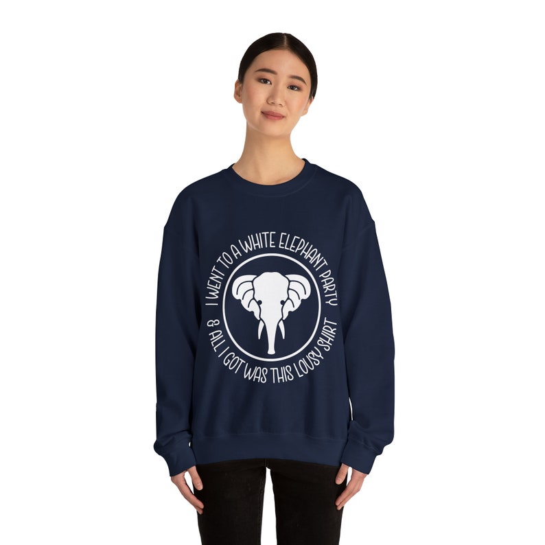 White Elephant Crewneck Sweatshirt Funny Gag Gift For Office Christmas red-christmas-hat-png-christmas-greetings-graphics