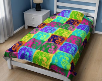 Dolly Parton Pop Art Throw, Soft Blanket for Music Lovers, Gift for Country Music Fans, Warm Home Decor, Velveteen Blanket