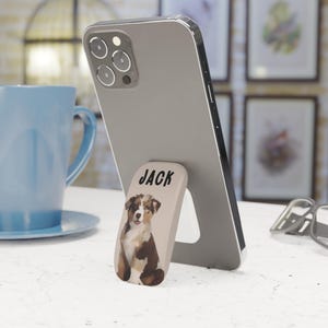 Custom Cartoon Pet Phone Grip, Phone Click-On Grip, Dog Drawing from Photo, Phone Stand, Personalized Cell Phone Holder