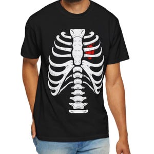 Skeleton Costume T-Shirt, Halloween Shirt Costume for Him, Matching Couple Costume Tee, Unisex Garment-Dyed Shirt