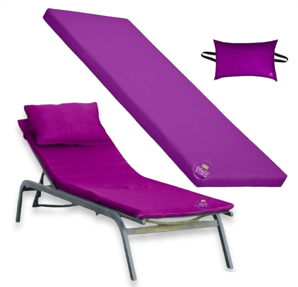 Purple Sun Lounger Cushion with Free Headrest 8 Colours Available