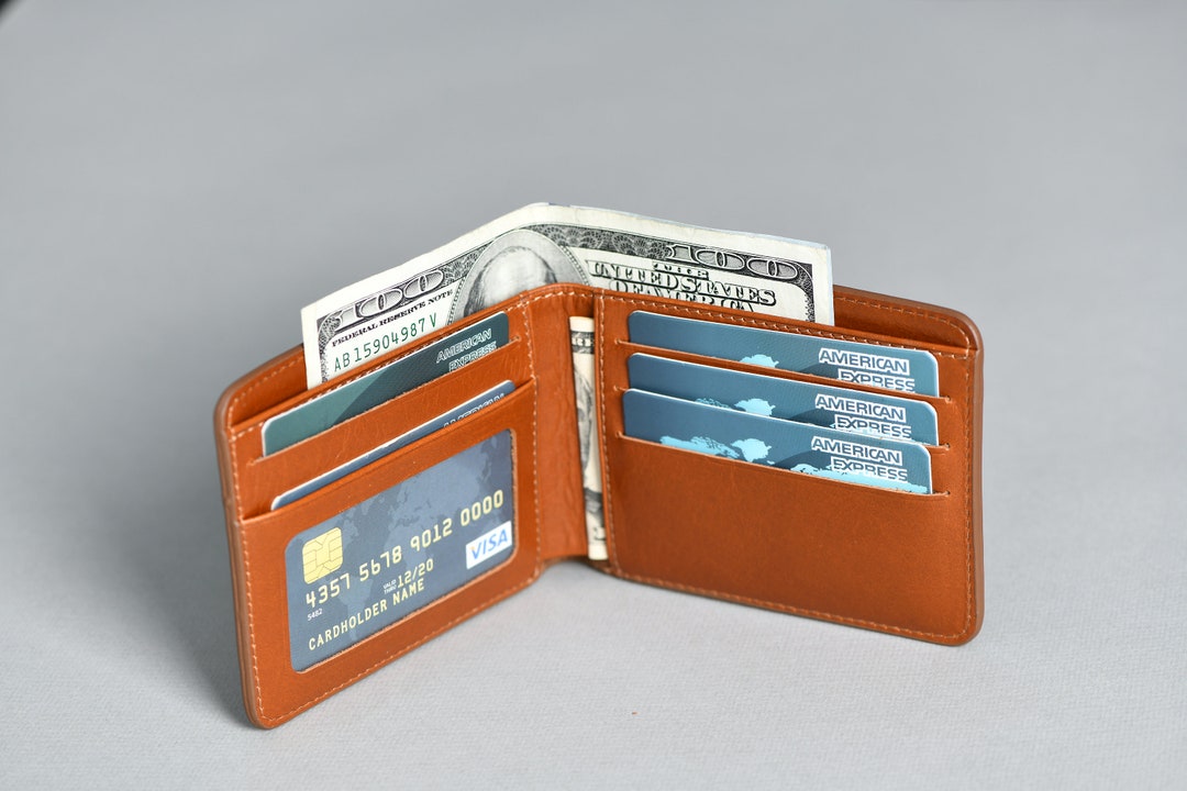 Leather Wallet Initials Engraved Classic Leather Mens Wallet Etsy