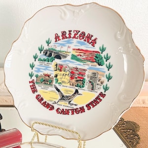 ヴィンテージ アリゾナ ロードランナー トリンケット ディッシュ：ボブ ペトリー アート プレート