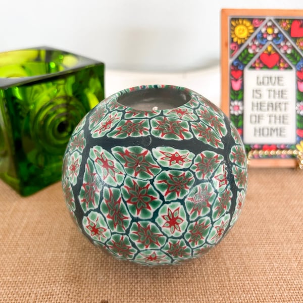 Retro Ball Candle, Psychedelic Ball Candle, Ball Votive, 1990s, Globe Candle, Sphere Candle